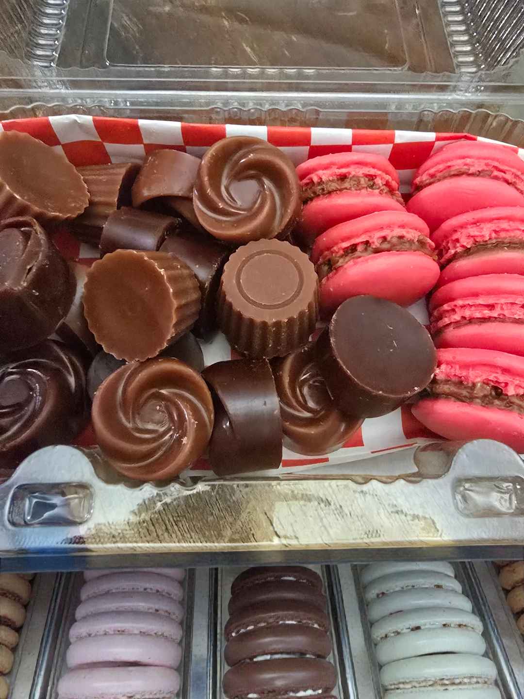 Strawberry-Vanilla Macarons and Chocolate