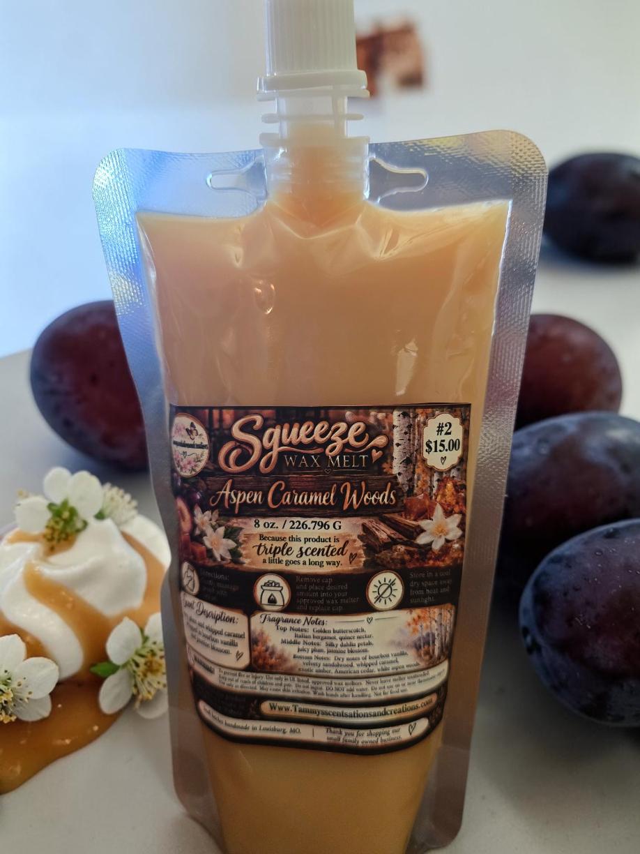 Aspen Caramel Woods Triple Fragranced Squeeze Wax Melt 8 oz.