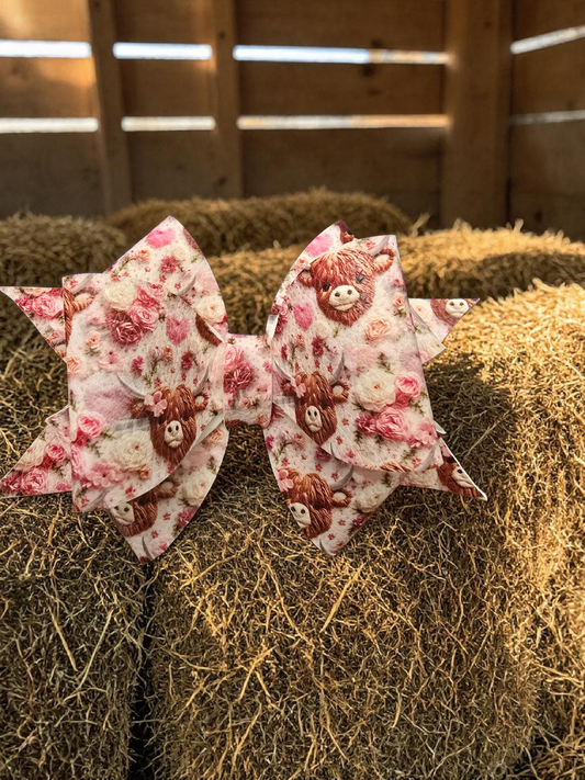 Cute Highland Cow Single Hair Bow