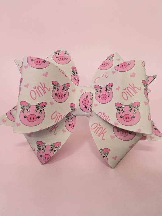 Pink Piggy Single Hair Bow