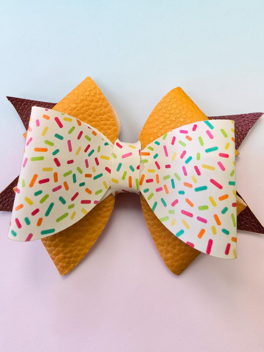 Sprinkles Single Hair Bow with a Honey and Brown Base