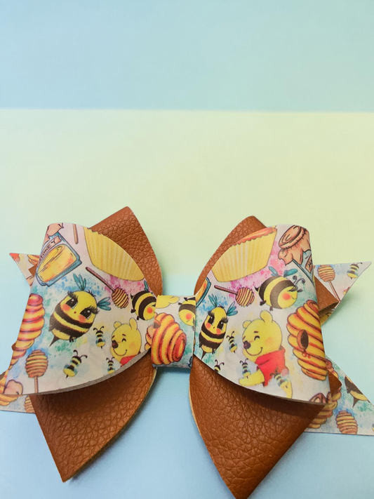 Honey Pot Single Hair Bow with Brown Bow