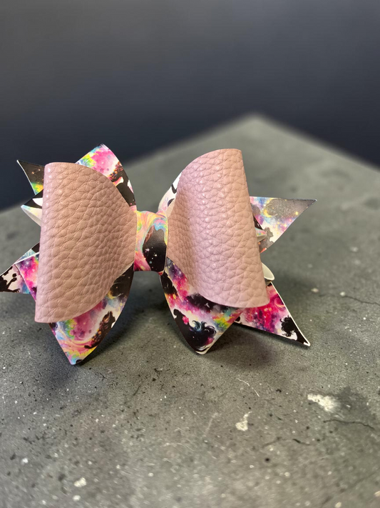 Multi Colored Mermaid Single Hair Bow with Light Lavender Bow