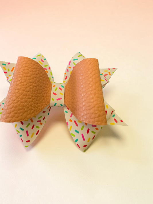 Sprinkles Single Hair Bow with Brown Bow