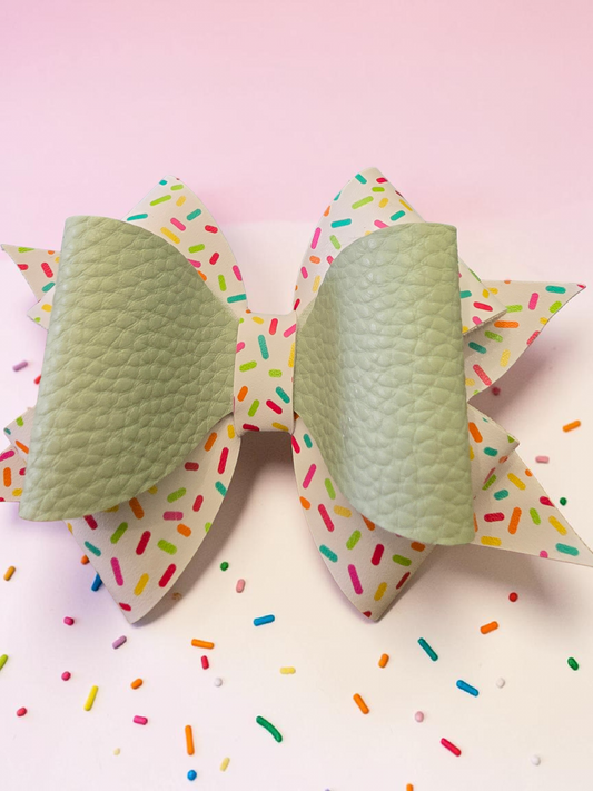 Sprinkle Single Hair Bow with a Seafoam Green Bow